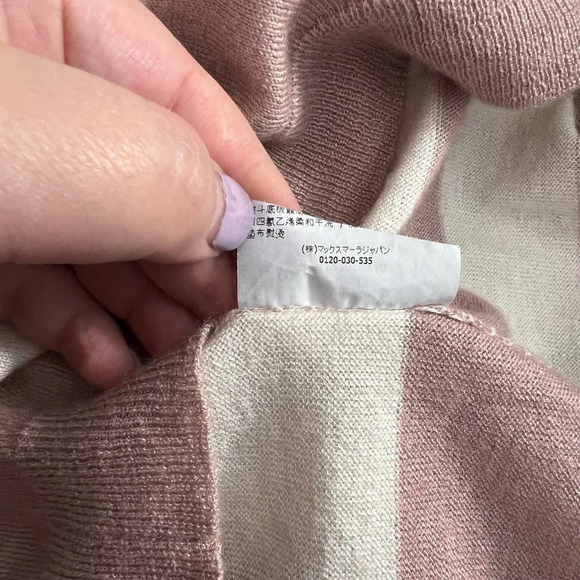 MaxMara Marica Boat Neck Striped Silk Cashmere Sweater Pink Gray Size‎ XS - Picture 12 of 12